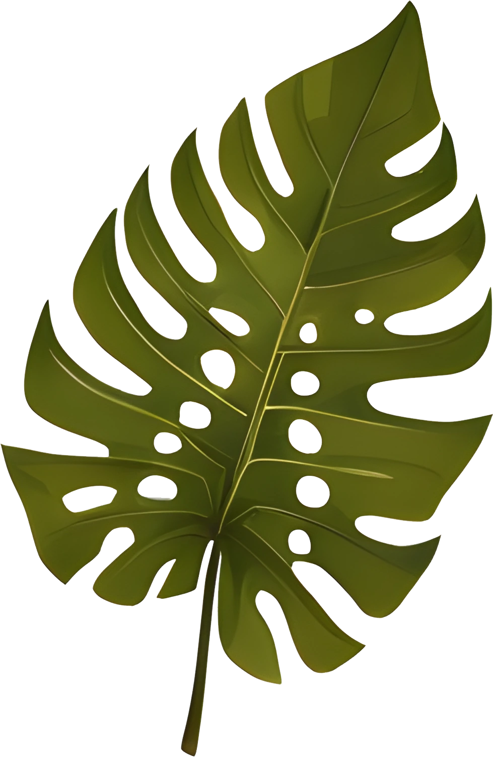 High-Res Leaf PNG Green Foliage Image, Tropical different type exotic leaves set. Jungle plants. Calathea, Monstera and different style of palm leaves_8.webp